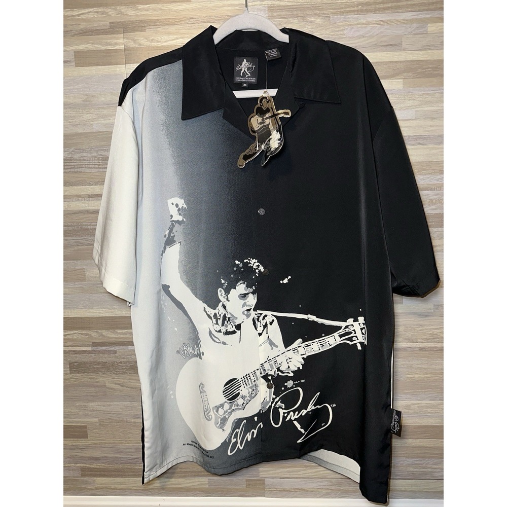 Vintage Men's Elvis Presley Full Graphic Button Up Shirt By Dragonfly Men's XL